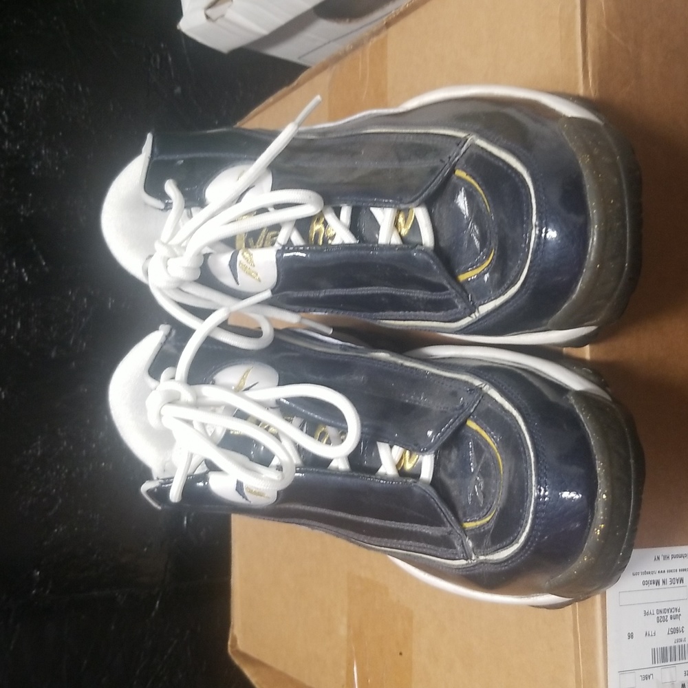 Used Reebok DMX Iverson Blue and Gold Shoes Size 10.5